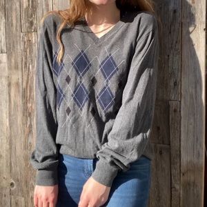 J. Ferrar v neck argyle sweater medium